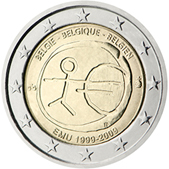 2 Euro Commemorativo Belgio 2009 Unione Economica e Monetaria