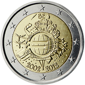 2 Euro Commemorativo Belgio 2012 - 10 anniversario dell'Euro