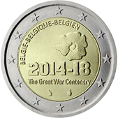 2 Euro Commemorativo Belgio 2014 - Anniversario Prima Guerra mondiale