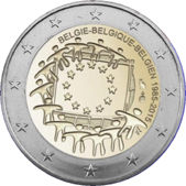 2 Euro Commemorativo Belgio 2015 -  Anniversario bandiera europea