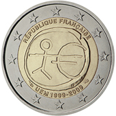2 Euro Commemorativo Francia 2009 - Unione Economica e Monetaria