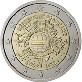 2 Euro Commemorativo Francia 2012 - 10 anniversario dell'Euro
