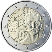 2 Euro Commemorativo Francia 2013 - Anniversario nascita Pierre de Coubertin