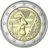 2 Euro Commemorativo Francia 2022 - Anniversario nascita Chirac e Anniversario Euro