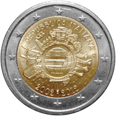 2 Euro Commemorativo Italia 2012 - 10 anniversario dell'Euro