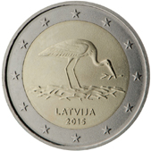 2 Euro Commemorativo Lettonia 2015 - Cicogna nera