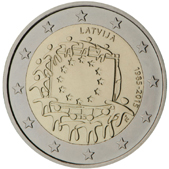 2 Euro Commemorativo Lettonia 2015 - Anniversario bandiera europea