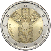 2 Euro Commemorativo Lettonia 2018 - Anniversario fondazione stati baltici