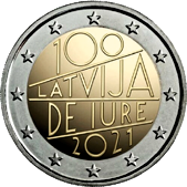 2 Euro Commemorativo Lettonia 2021 - Anniversario riconoscimento de iure