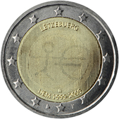 2 Euro Commemorativo Lussemburgo 2009 - Unione Economica e Monetaria