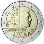 2 Euro Commemorativo Lussemburgo 2014 - Anniversario indipendenza