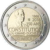 2 Euro Commemorativo Lussemburgo 2018 - Anniversario Costituzione lussemburghese