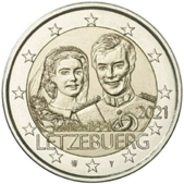 2 Euro Commemorativo Lussemburgo 2021 - Anniversario matrimonio Granduca Henri e Granduchessa Maria Teresa