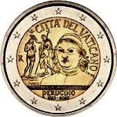 2 Euro Commemorativo Vaticano 2023 -  Anniversario morte del Perugino