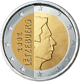 2 Euro Lussemburgo dritto