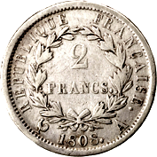 2 Franchi Primo Impero testa laureata tipo Republique verso