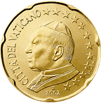 20 eurocent Città del Vaticano Giovanni Paolo II dritto