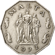 50 centesimi Malta prima serie dritto