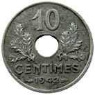 10 centesimi Stato francese - modulo grande verso