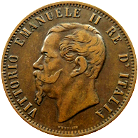 10 centesimi Regno Italia Vittorio Emanuele II dritto