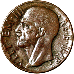 10 centesimi Regno Italia Vittorio Emanuele III Impero dritto