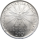 10 Lire Città del Vaticano Giovanni XXIII Concilio verso