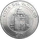 10 Lire Città del Vaticano Giovanni Paolo II 2000 verso