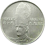 10 Lire Città del Vaticano Paolo VI tipo V dritto