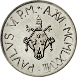 10 Lire Città del Vaticano Paolo VI tipo VIII dritto