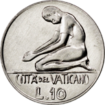 10 Lire Città del Vaticano Paolo VI tipo VIII verso