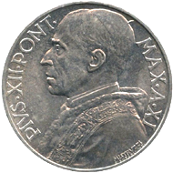 10 Lire Città del Vaticano Pio XII tipo III dritto