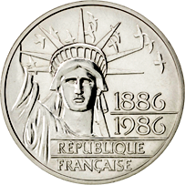 100 Franchi Quinta Repubblica Statua della Libertà dritto