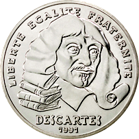 100 Franchi Quinta Repubblica Anniversario nascita René Descartes dritto