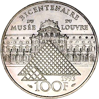 100 Franchi Quinta Repubblica Anniversario museo Louvre verso