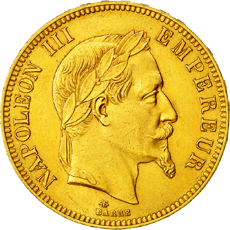 100 Franchi Secondo Impero testa laureata dritto