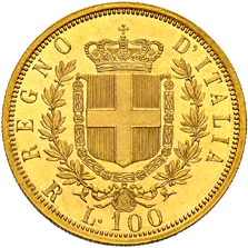 100 Lire Regno Italia Vittorio Emanuele II verso