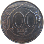 100 lire Italia turrita verso