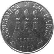 100 Lire San Marino 1975 dritto