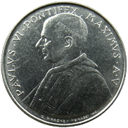 100 Lire Città del Vaticano Paolo VI tipo III dritto