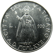 100 Lire Città del Vaticano Paolo VI tipo III verso