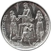 100 Lire Città del Vaticano Paolo VI tipo IV verso