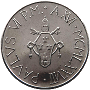 100 Lire Città del Vaticano Paolo VI tipo VIII dritto