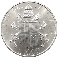 1.000 Lire argento Città del Vaticano Giovanni Paolo II 1986 verso