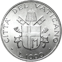 1.000 Lire argento Città del Vaticano Giovanni Paolo II 1987 verso