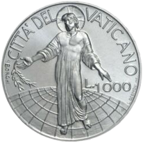 1.000 Lire argento Città del Vaticano Giovanni Paolo II 1998 verso
