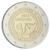 2 Euro Commemorative coin Andorra 2016 - 25th anniversary of Radio and Television of Andorra