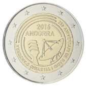 2 Euro Commemorativo Andorra 2016 - Anniversario radiotelevisione