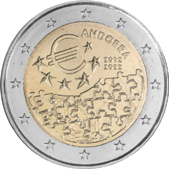 2 Euro Commemorativo Andorra 2022 - Anniversario accordo monetario tra Andorra e Unione Europea