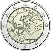 2 Euro Commemorativo Belgio 2020 - Anniversario nascita Jan van Eyck 