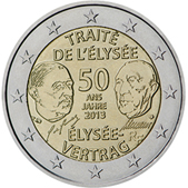 2 Euro Commemorative coin France 2013 - 50 years of Franco-German Friendship (Élysée Treaty)
